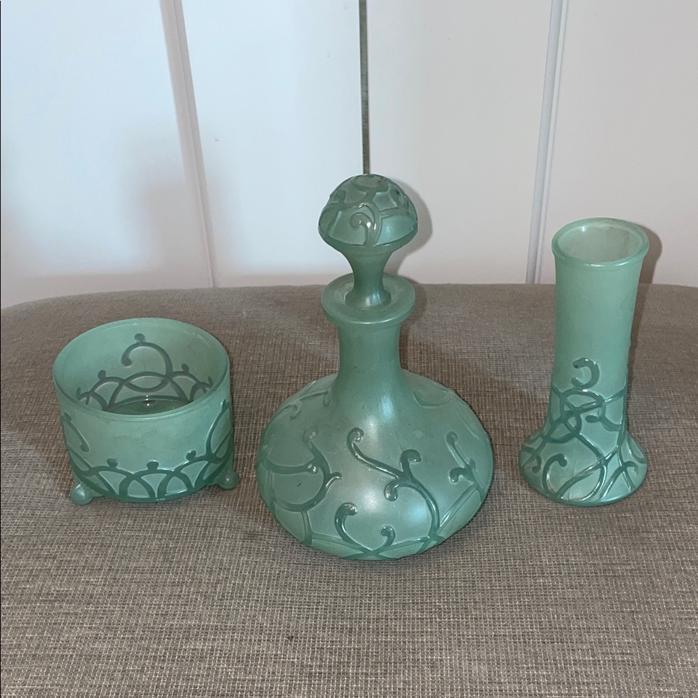 Vintage Green Glass Set